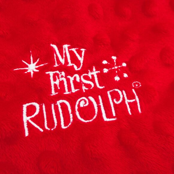 My First Rudolph Red-Nosed Reindeer Plush Lovey With Rattle 11" Square New - Picture 3 of 5